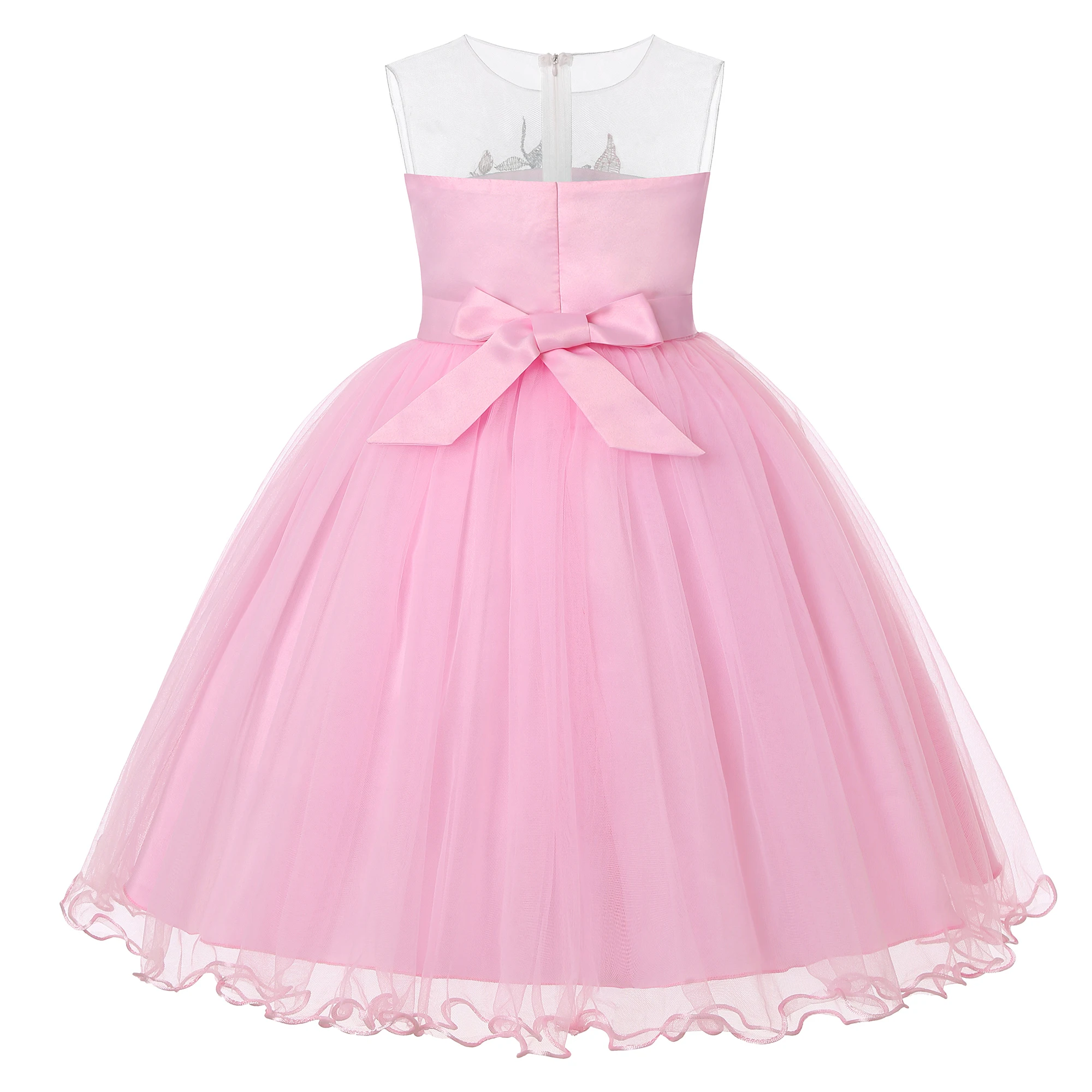Mädchen-Netz-Seidenkleid mit Blumenstickerei für Hochzeit, Geburtstag, Party, Spitzen-Prinzessinnenkleid, Karneval, Weihnachten, Tanz-Performance-Outfit – Detail 32