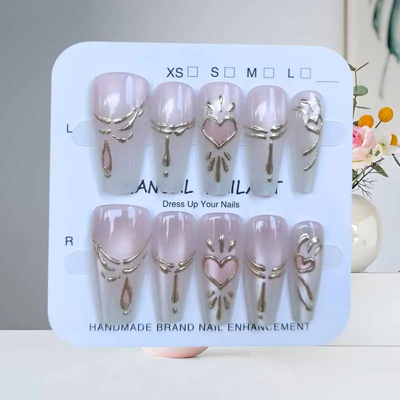 10-teiliges blaues Schmetterlings-Silber-Schlangen-Mennium-Hot-Girl-Nagelflicken zum Aufdrücken von Nials, sanfte und temperamentvolle Katzenaugen, gefälschte Nagelspitzen