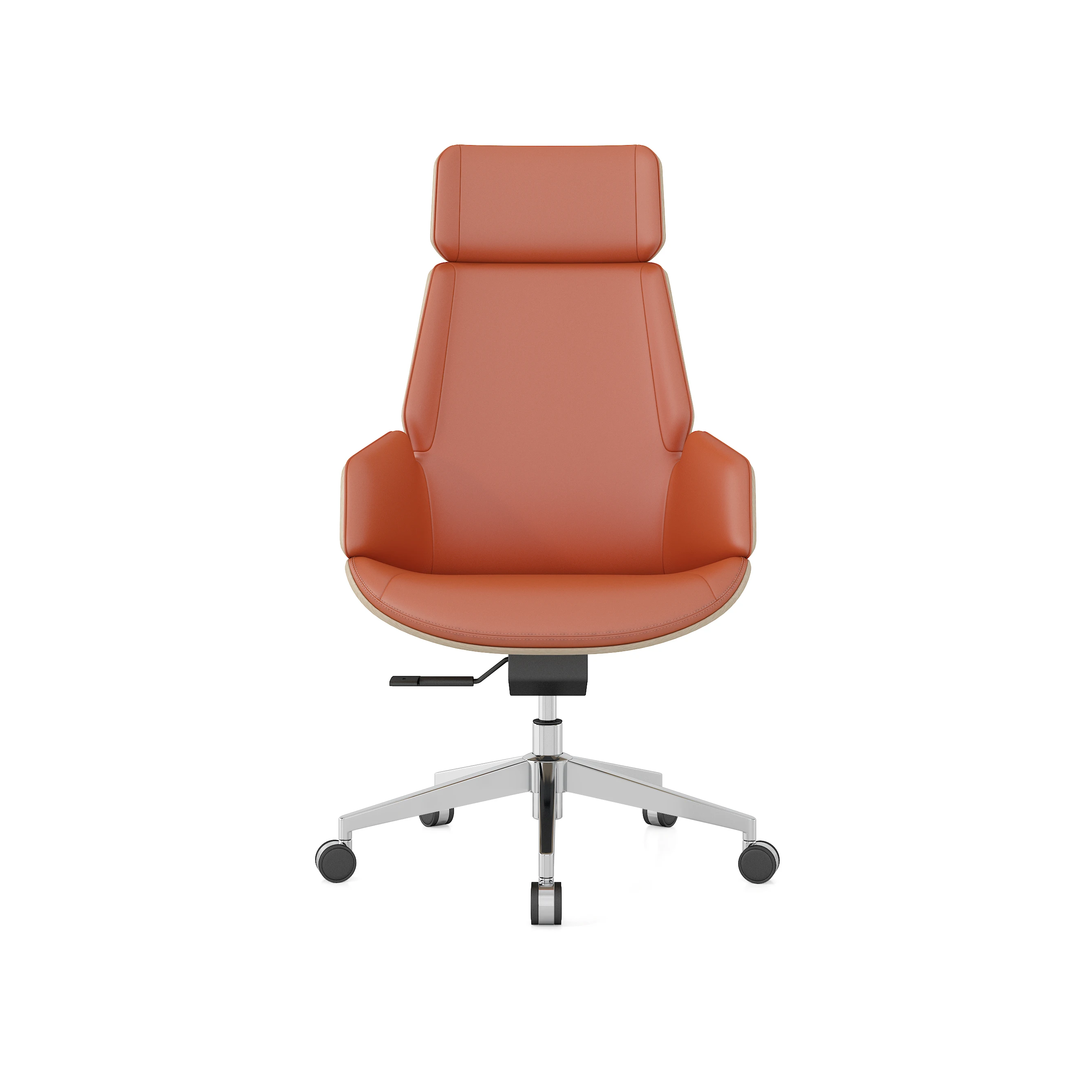 Adjustable height modern ergonomic executive office chair with fixed armrests and reinforced nylon base for heavy duty use