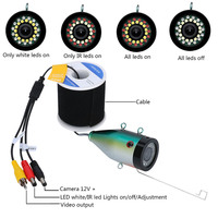 GAMWATER AHD 1080P Underwater Fishing Camera  with 15pcs White LEDs + 15pcs Infrared Lamp Fishfinder Camera Head with Cable