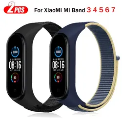 Nylon Strap For Xiaomi Mi Band 7 6 5 4 3 Bracelet Watchband Pulsera Correa Strap Miband 7 6 5 4 3 Bracelet Wristband Sport Loop