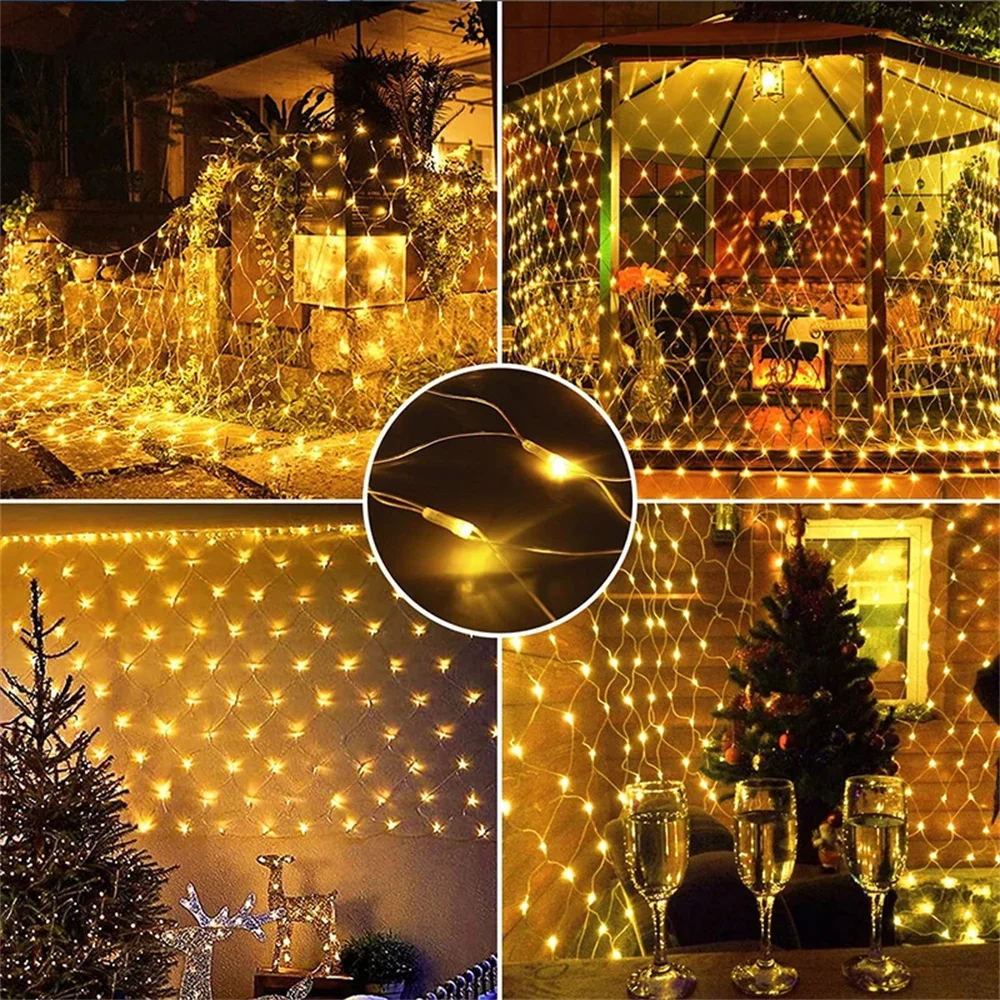 Christmas Net Lights 6mX4m Led Mesh Lights Garden Decoration Outdoor Festoon Street Garland Fairy Xmas Party  Wedding Decor