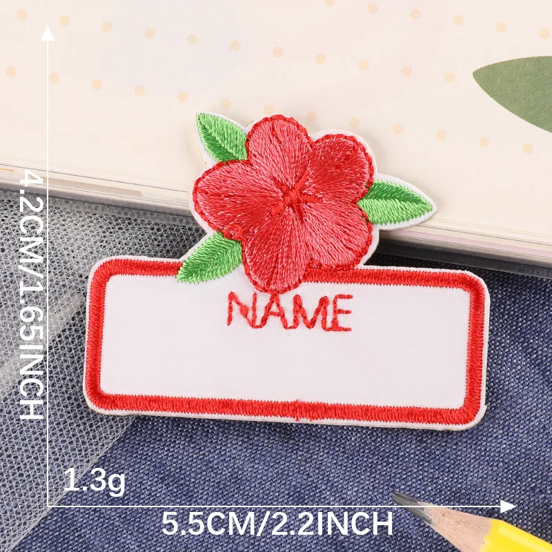 1 Pcs New Cartoon Cute Animal Name Sticker Badge Coat Hat Backpack DIY Self-Adhesive Name Sticker Embroidery Fabric Sticker