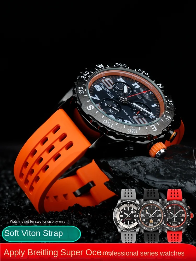 

Waterproof Fluoro FKM Rubber Strap 20mm 22mm Premium-Grade Porous Structure Quick Release for Breitling Outdoor Sport Watch Band