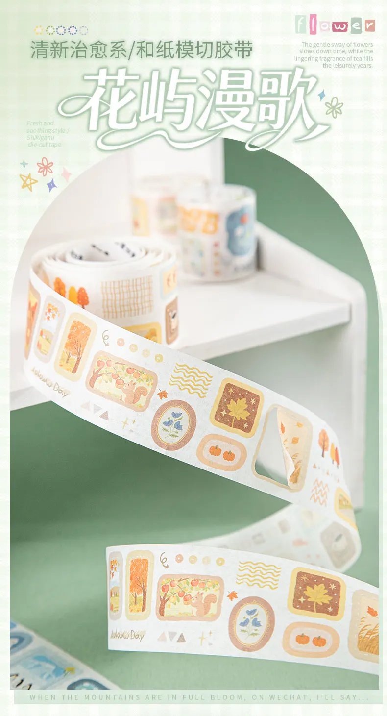 1–6 Rollen frische und beruhigende Washi-Tapes, Scrapbooking-Aufkleber, Material, perfekt für Journaling, DIY-Scrapbooking-Zubehör – Detail 1