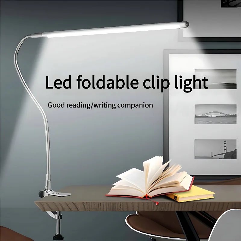 LED Full Spectrum Clamp on Desk Lamp Eye Protection Dimmable Reading Lamp Adjustable Gooseneck Study Lutight EU US Plug