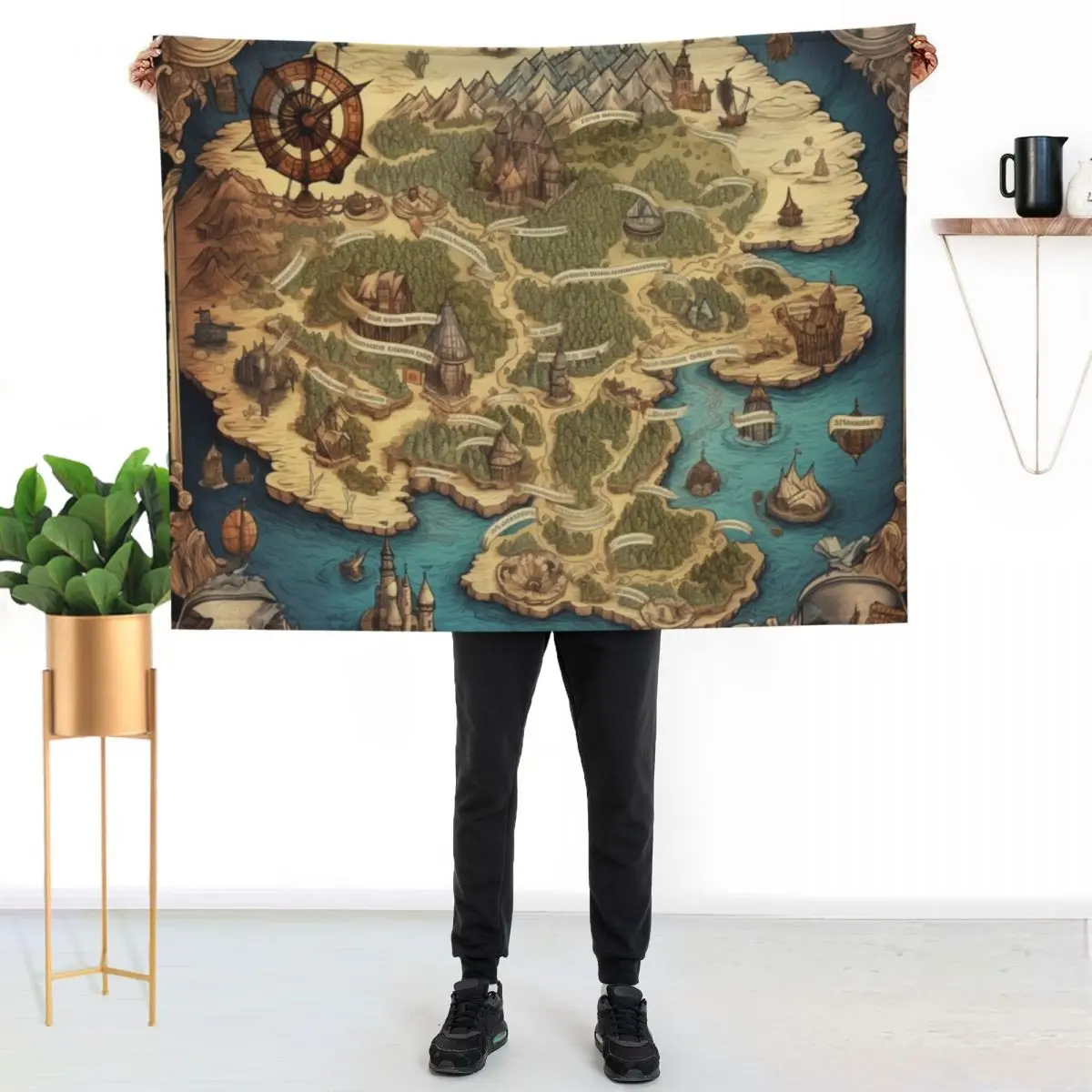 Dnd Fantasy Map Throw Blanket Blankets For Sofas Luxury Throw Single Bed Fashionable Luxury Shaggy Blankets