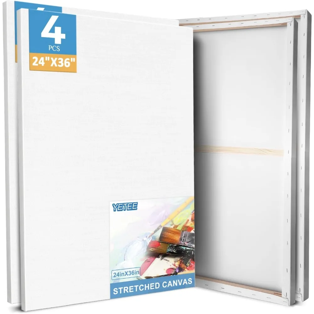 

4 Pack Stretched Canvas for Painting 24x36 Inch, Large Canvas for Painting, Primed Acid-Free Cotton Blank Canvas, Art Large Canv