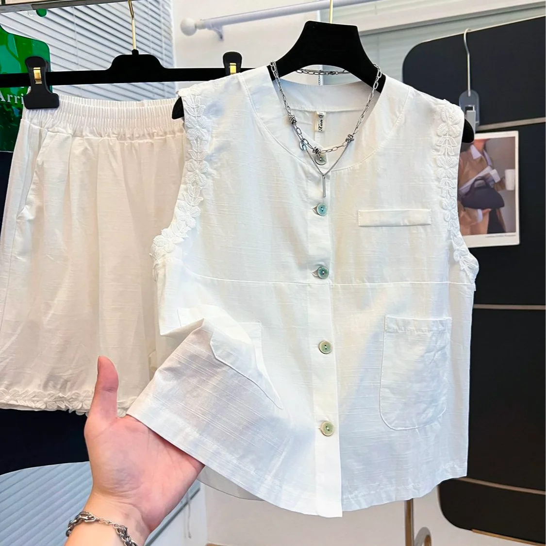 

plus Size Women's Faionable Vest Top And Casual orts Two-Piece Set Spring Summer New Arrival Commute Sle Girls' Outfit