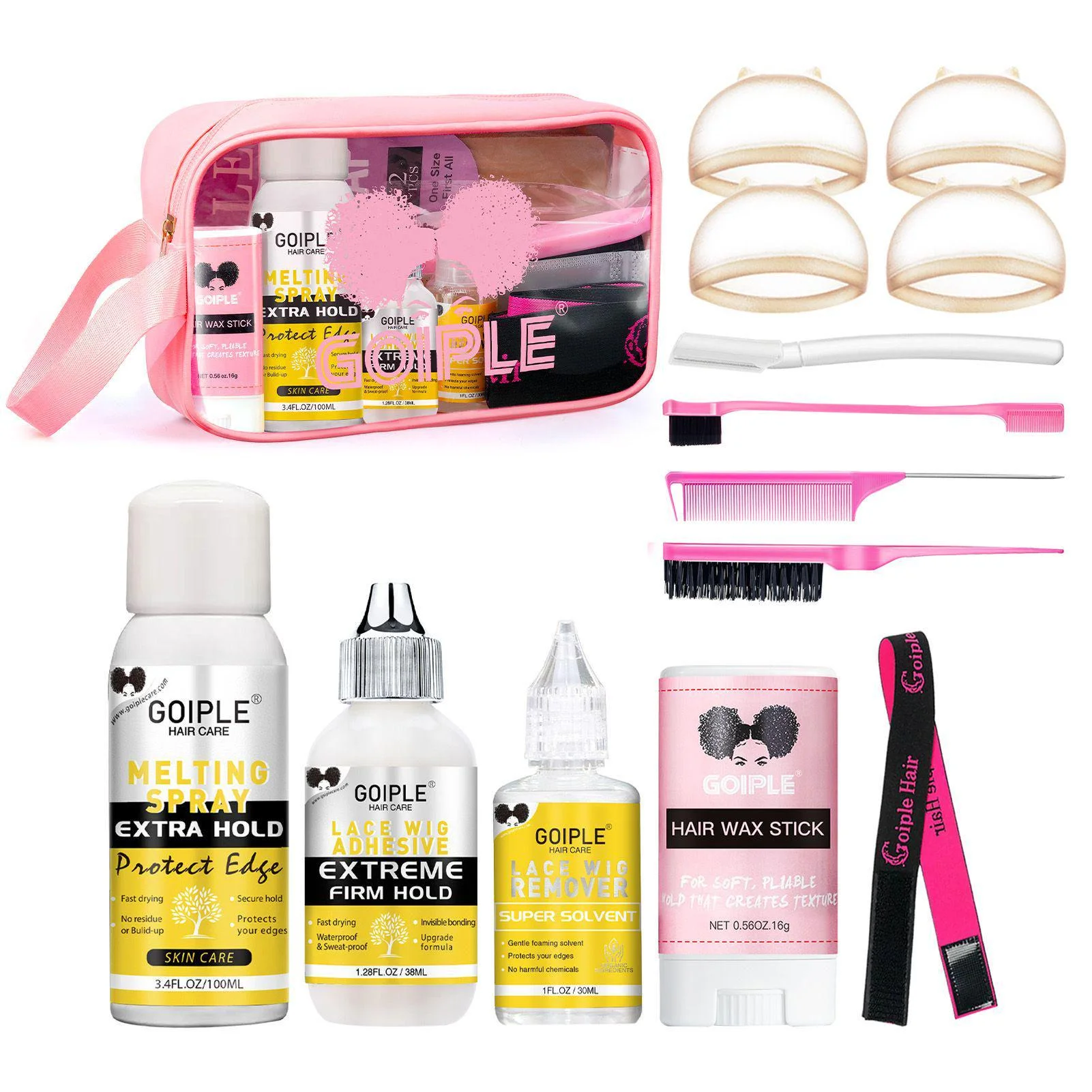 

Wig Glue Long Lasting Extra Hold Glue for Wig Waterproof Melting Spray Invisible Lace Glue Spray Wig Install Kit Set Gift Set