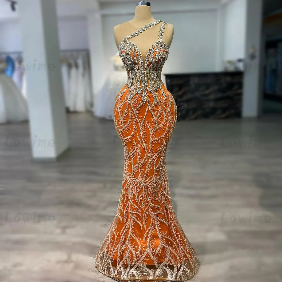 

Popular Orange Cocktail Dress Crystals Birthday Party Gowns Customized Mermaid Prom Evening Dresses Vestidos Graduation Dresses