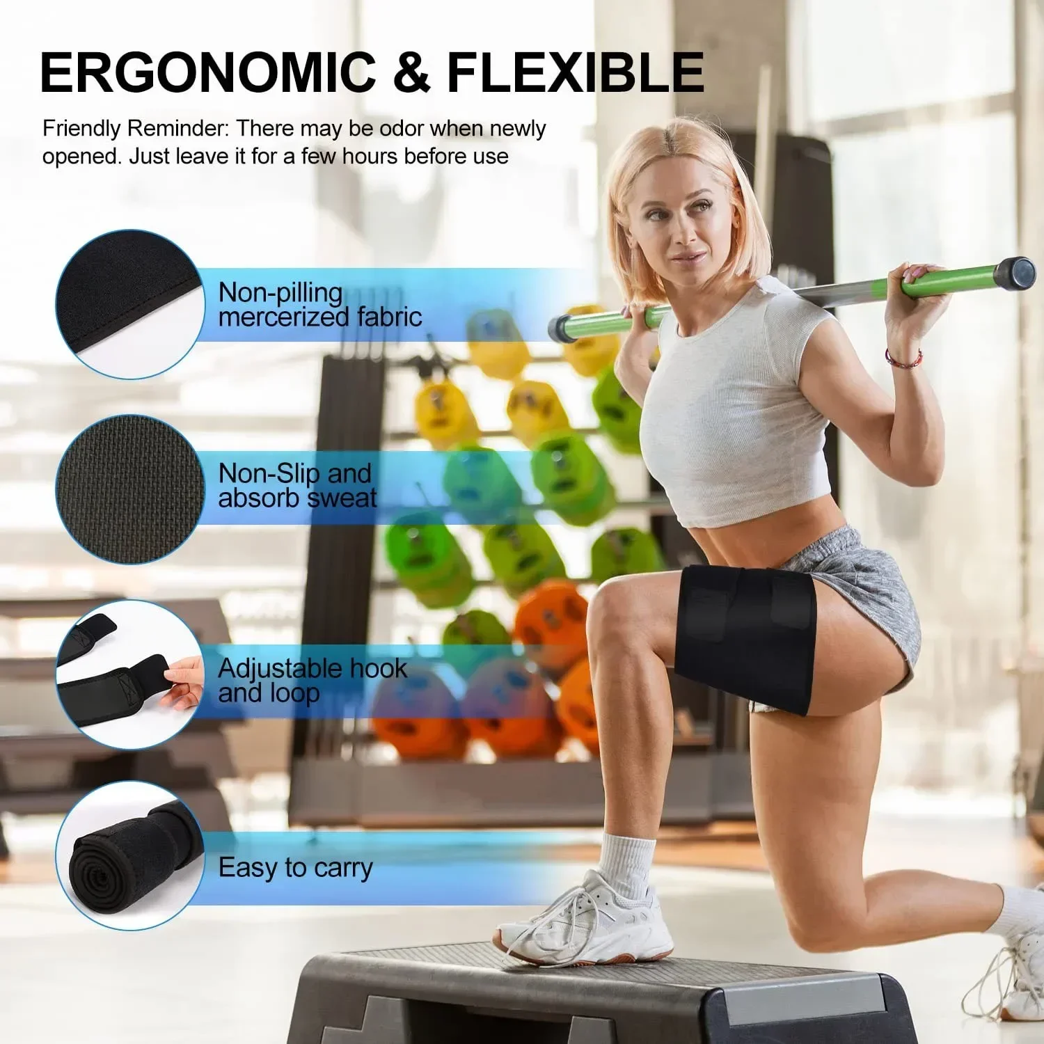 Thigh Support - Quadruple Wrapping of Leg Tendons Pulled Groin Muscle,Quadriceps,Adjustable Support Thigh Wraps Support