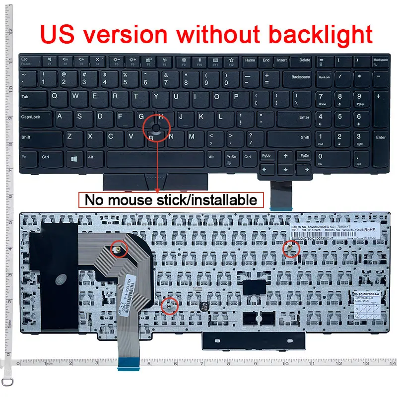 US English NEW Laptop Keyboard For Lenovo T570 T580 P51S P52S