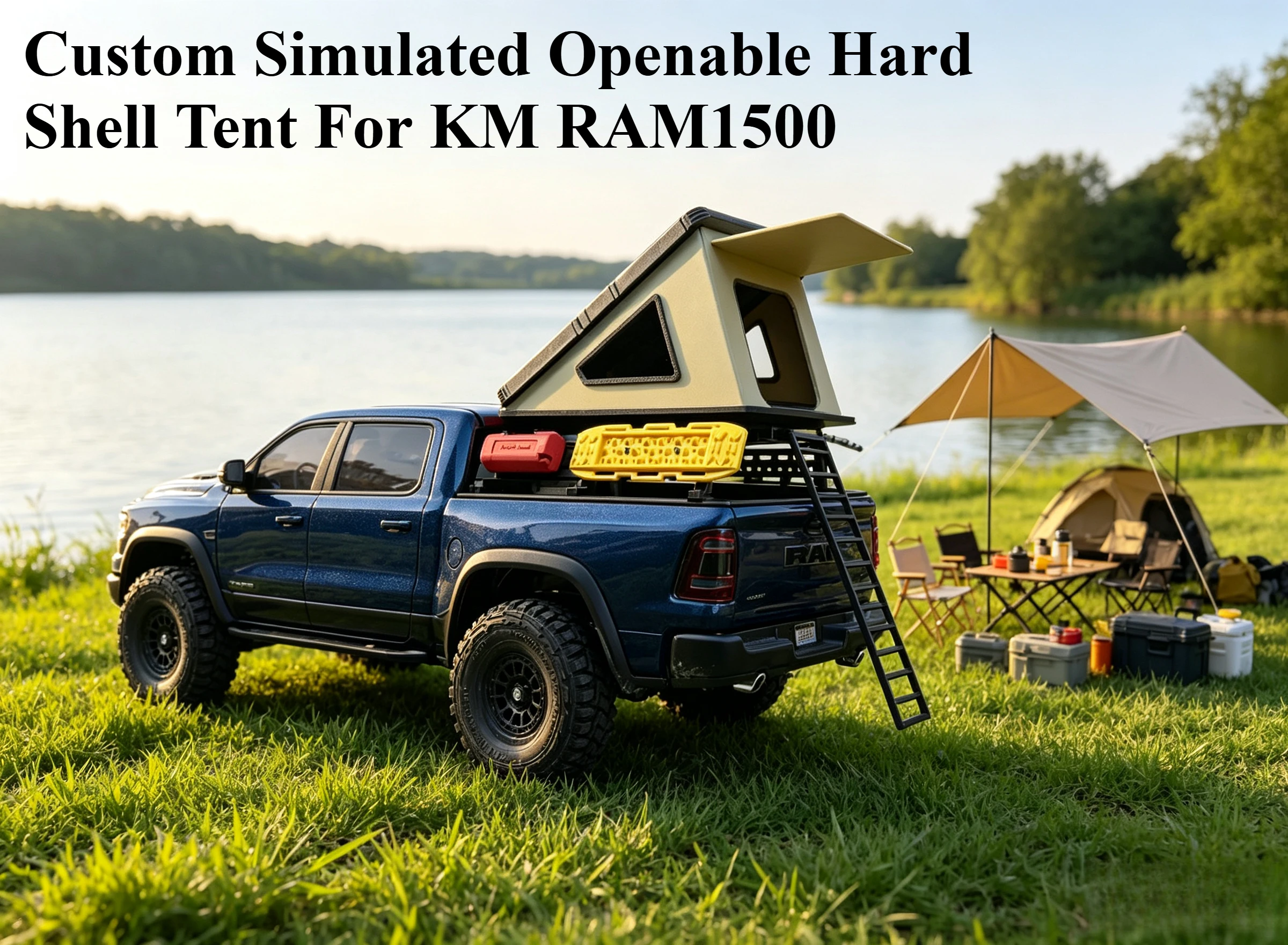 RC Upgrade Parts Openable Hard Shell Tent Realistic Decor For KM RAM1500 1/8 Scale Crawler Off-Road Truck Modification Accessory