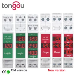 Single/ Dual/ Triple Ways Din Rail Mount Voltage Meter 11V-310V DC Mini Modular Voltmeter LED Digital Display Detector TONGOU
