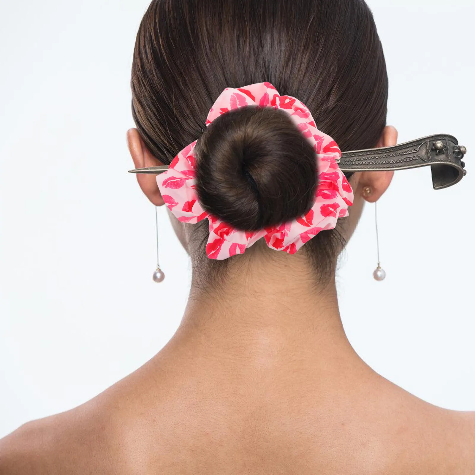 

12pcs Shaped Ties For Women Hair Ties 16cm Large Dyed Scrunchies Valentine Accessories Women Thick Hair Holders