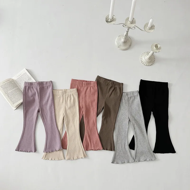 Korean solid color autumn style new children's clothing front split flared pants trendy small and medium-sized children's pants