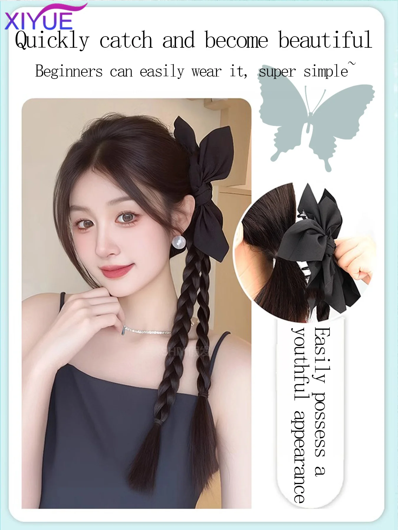 XIYUE ynthetic New Chinese Cashew Flower Claw Clip Braid Twisted Braid Summer New Boxing Braid Ponytail Wig