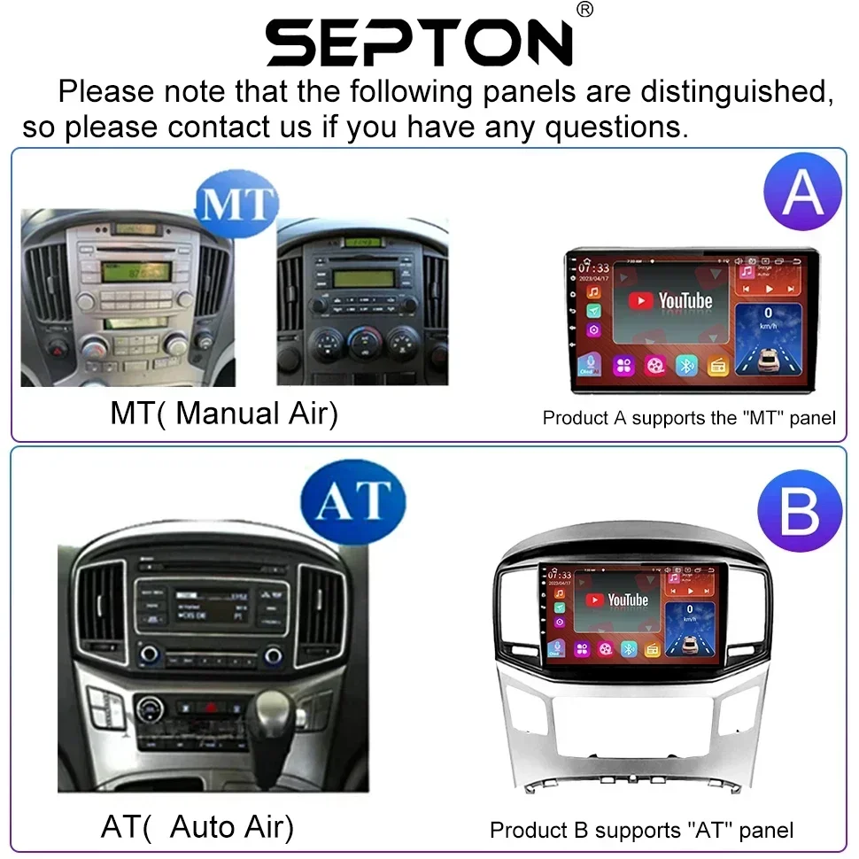 SEPTON 8+128G Car Stereo Radio for Hyundai H1 Grand Starex I800 TQ 2007-2015 CarPlay 4G GPS WIFi Navi Car Intelligent Systems