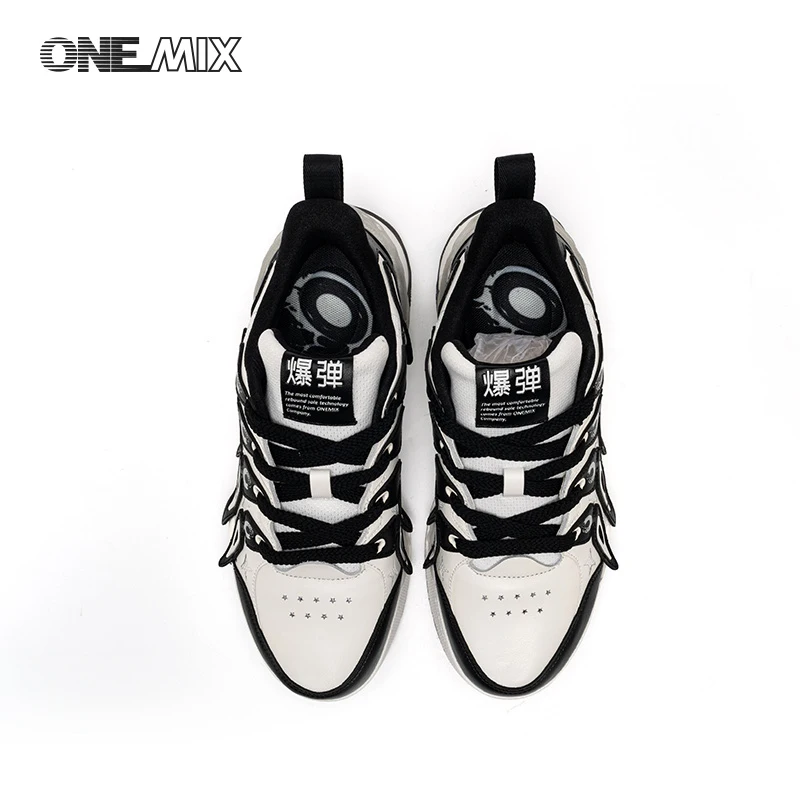 ONEMIX Skateboarding Shoes Wear-Resistant fashion All-Match Height Increase Casual Skate Leather Winter Thermal Male Sneakers