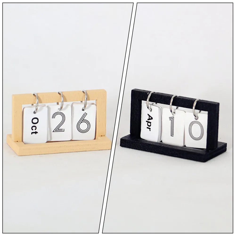 

2Pcs for Miniature Houses Desktop Mini Calendar Shabby Chic Dollhouse Decor Micro Scale Home Accessory Craft Item