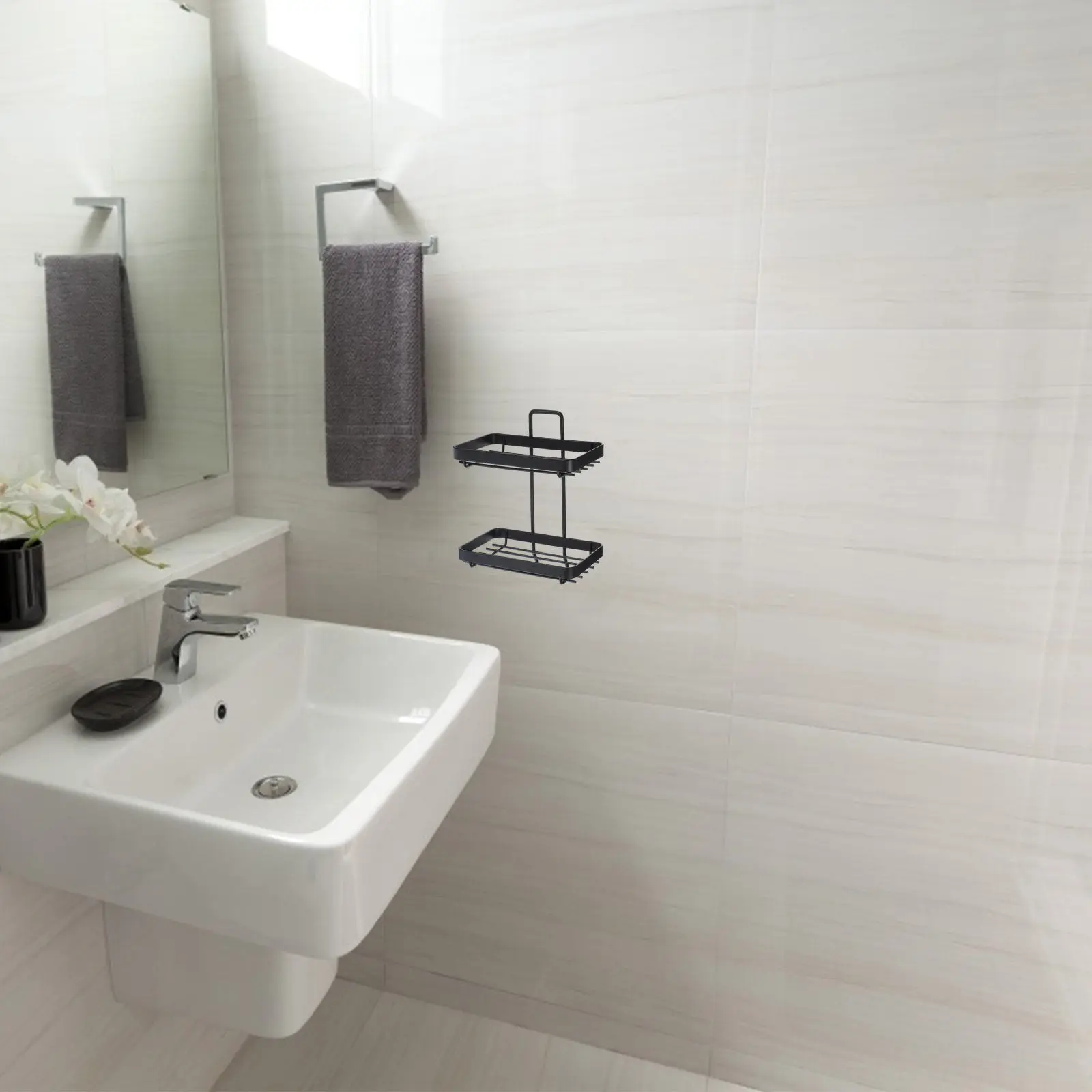 Wall Mounted Drainage Soap Holder Iron Self-Adhesive Punch Free Soap Dish Bathroom Storage Rack Easy Install Bathroom Supply