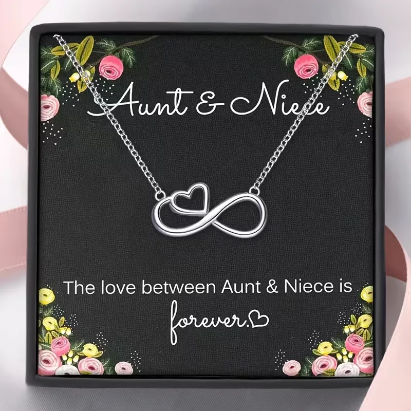 Collar Elegante con Colgante de Corazón Infinito para Mujer - Chapado en Oro Blanco, Diseño Floral, Colección Asiática | Perfecto para el Día de la Madre