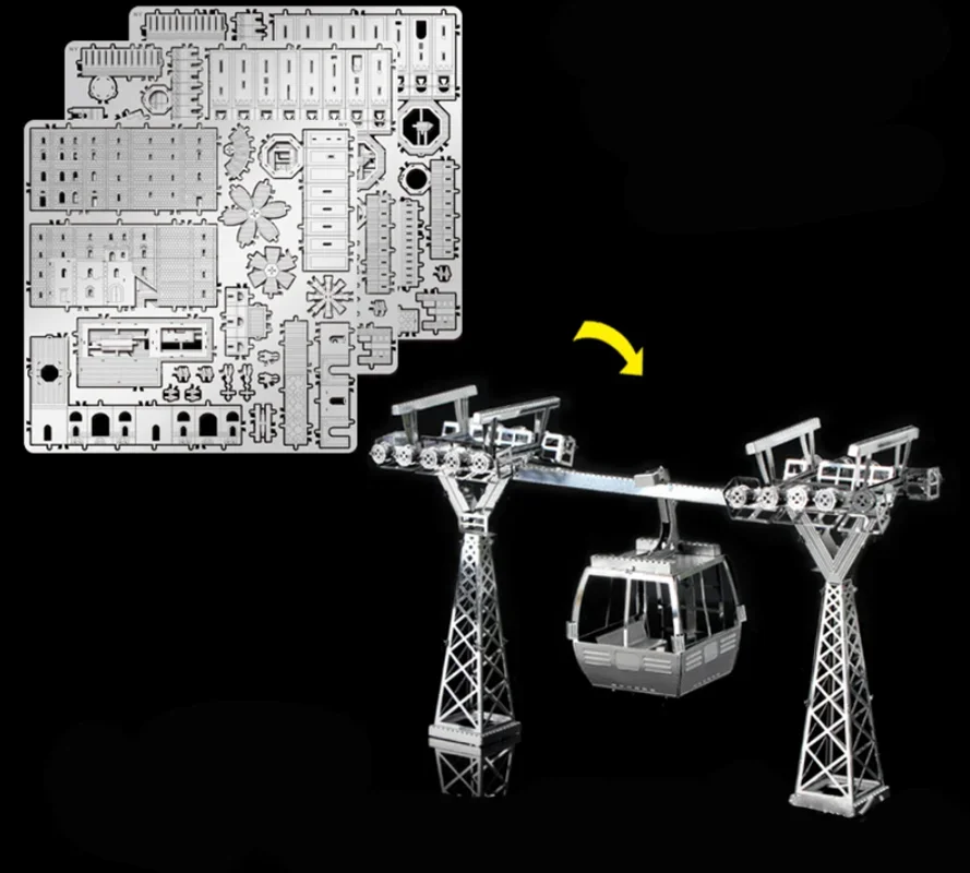 مجموعات نموذج لغز المعادن ثلاثية الأبعاد للأطفال ، سيارة الكابل ، قطع الليزر ، لعبة بانوراما ، ديي #4
