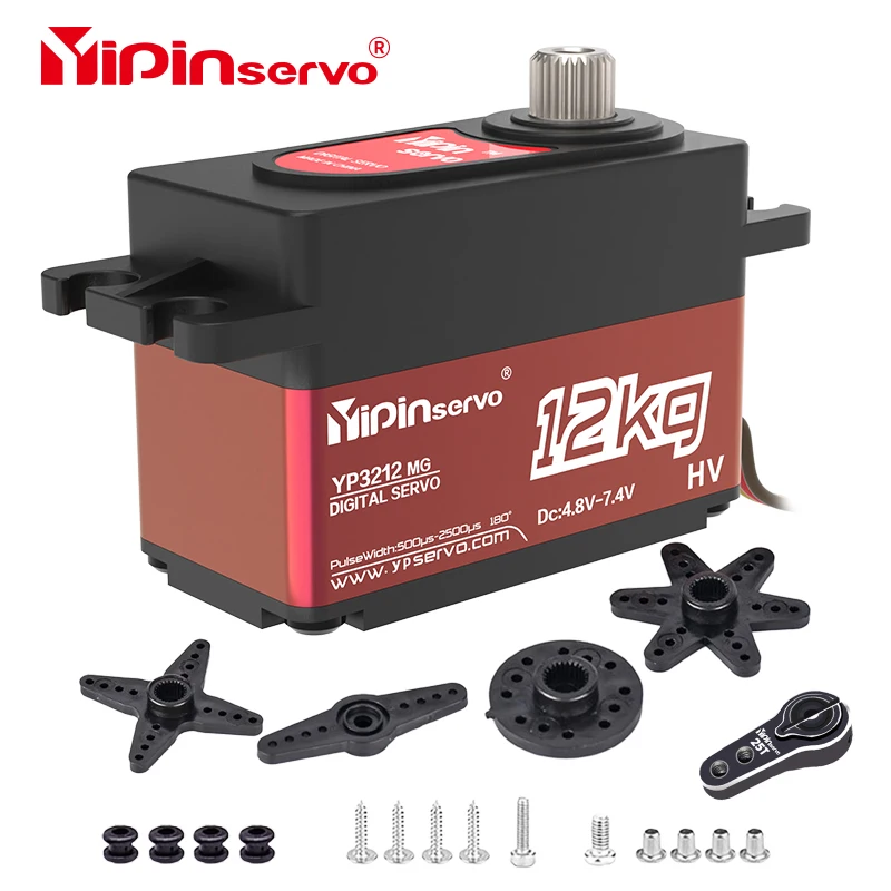 

Yipinservo 12KG PWM Digital Servo Motor Full Metal Gear Large Torque Low Profile Short Body Servos for Rc Car 1/8 1/10 1/12