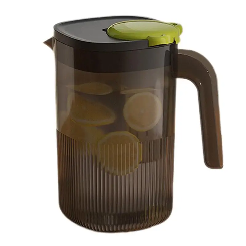 Water Pitcher With Lid 2200ml Heat Resistant Large Capacity Cold Water Pitcher With Handle Fridge Iced Drink Kettle Beverage Jar