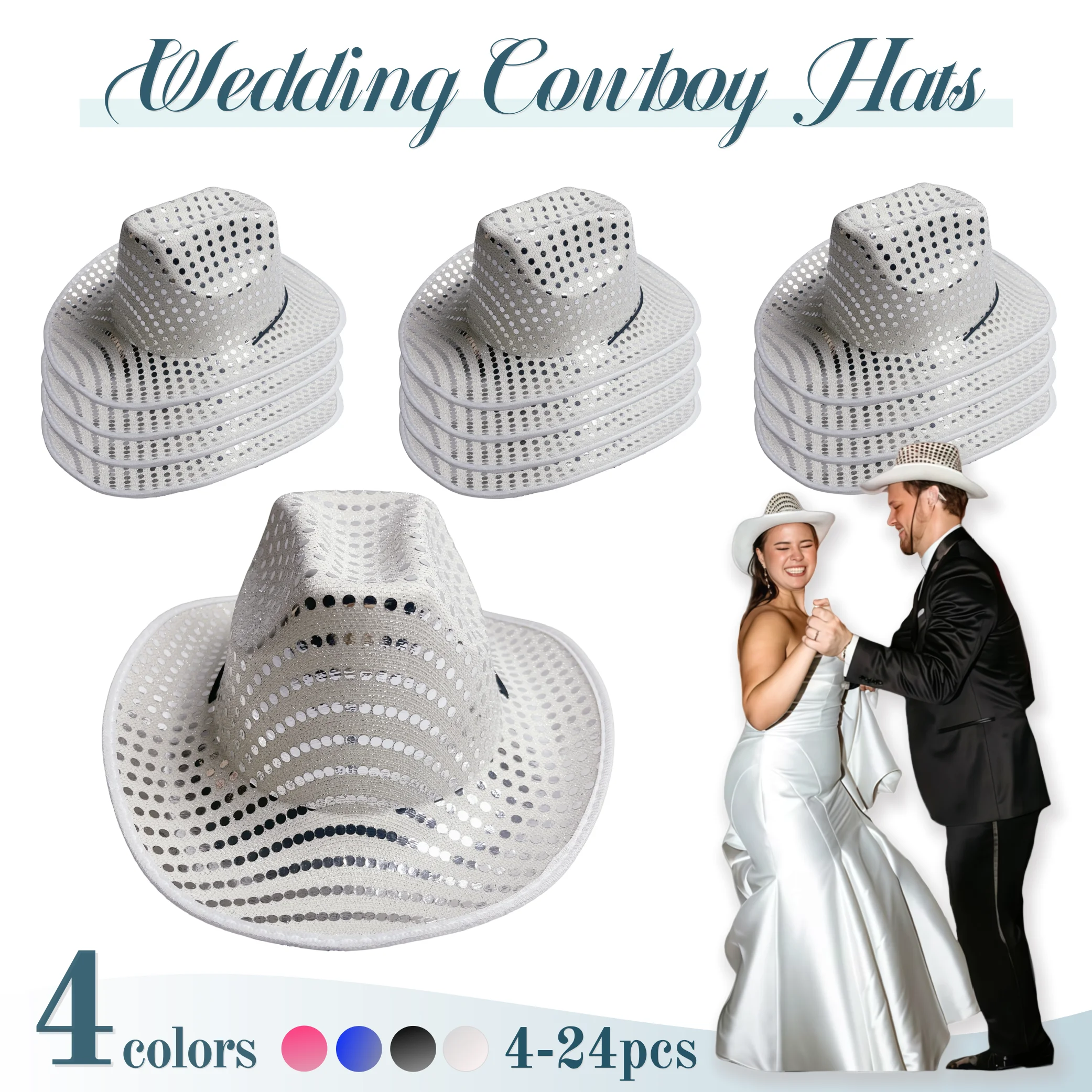 

4-24pcs Wedding Cowboy Hats Cowgirl Hats Western Cowboy Hats Women Gift for Wedding Reception Dance Ball Party Bridal Shower