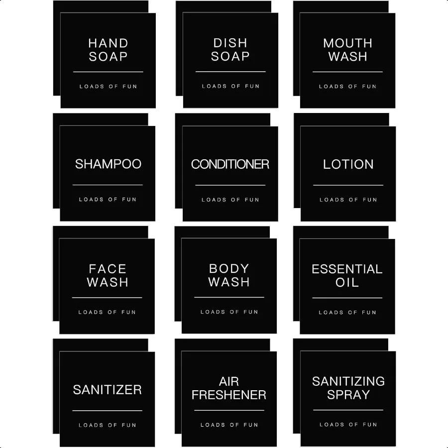 

Bathroom Label Stickers for Organizing Waterproof Label Stickers for Bottles and Jars Containers Hand Soap and Lotion Shampoo C