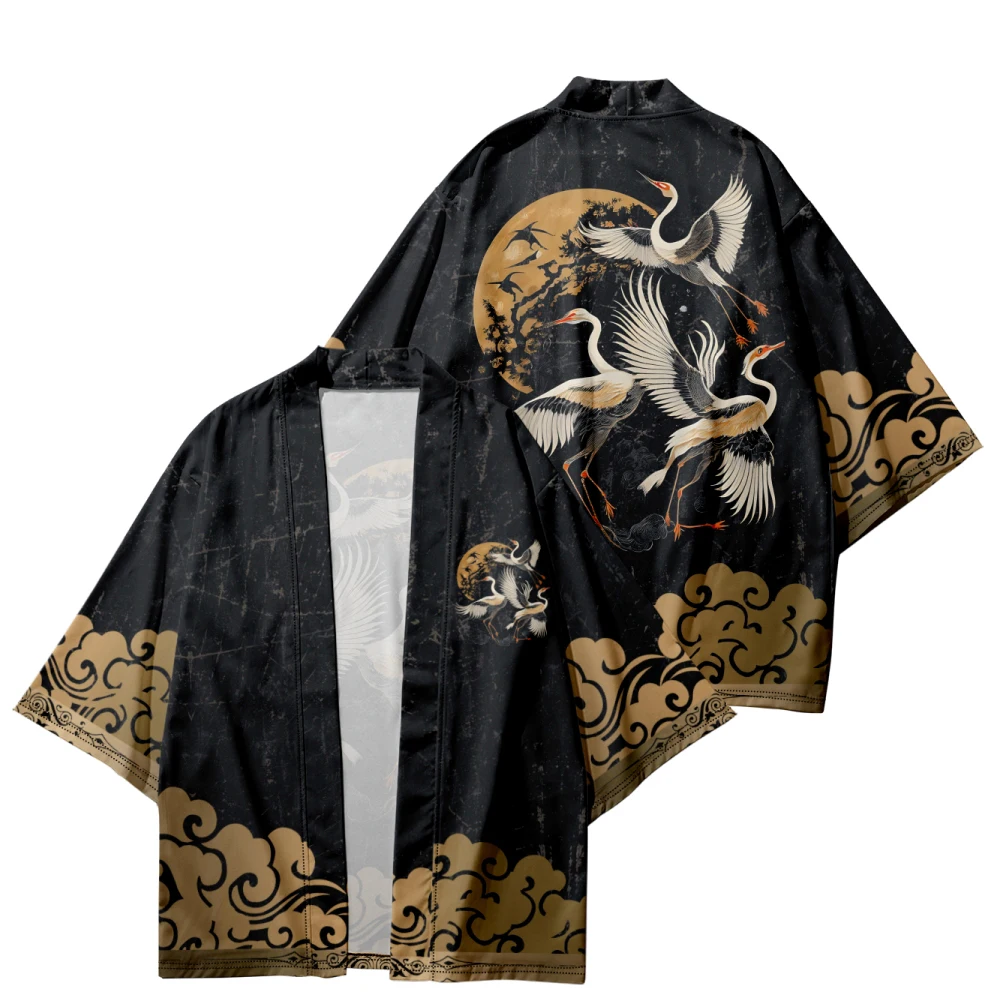 Men's Kimono Japanese Traditional Costumes Fashion Kimono Haori Cardigan Jacket Beach Wear Cloak Samurai Shirt Coats Oversized