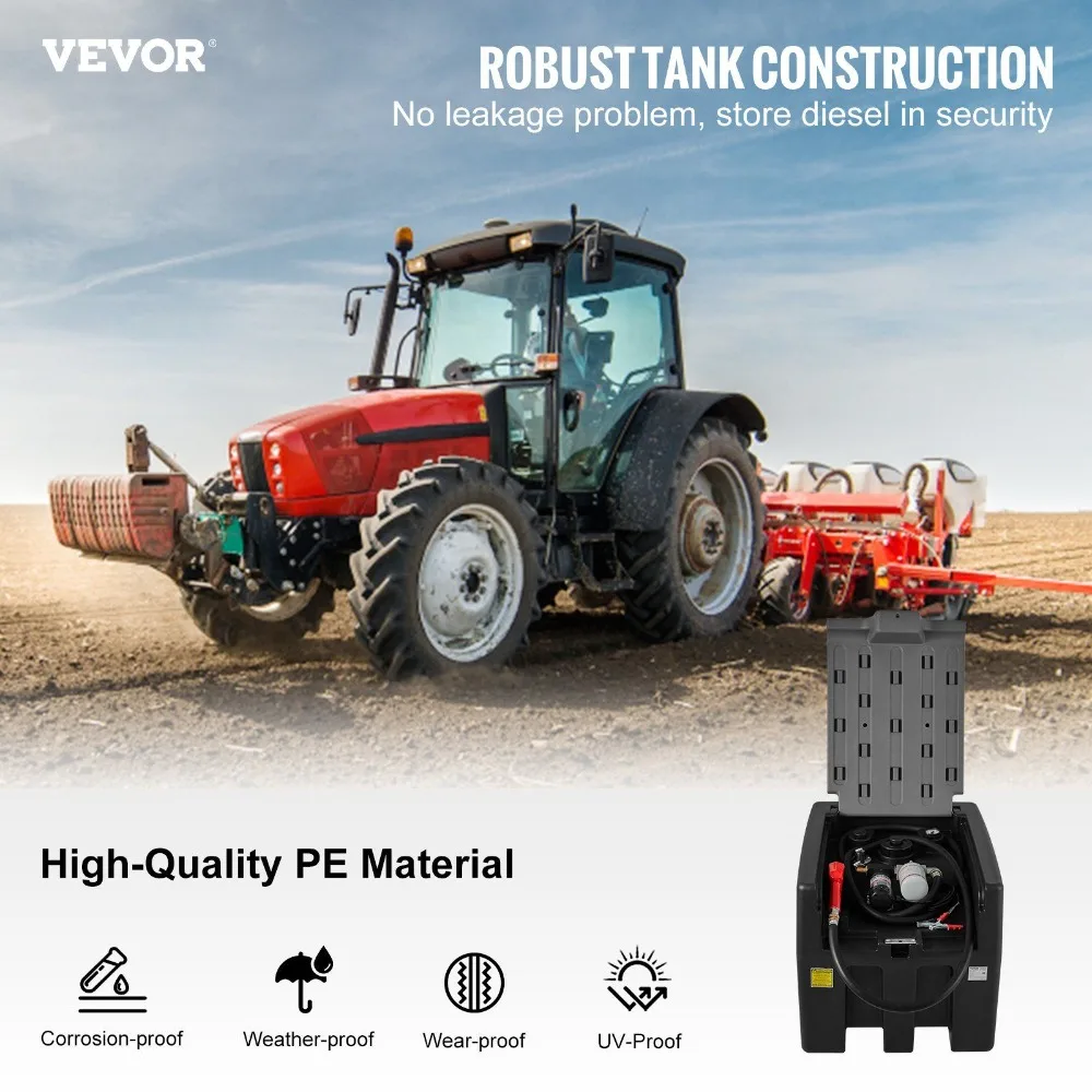 

Portable Diesel Tank 58 Gallon Capacity&10 GPM Flow Rate Diesel Fuel Tank with 12V Electric Transfer Pump and 13.1ft Rubber Hose