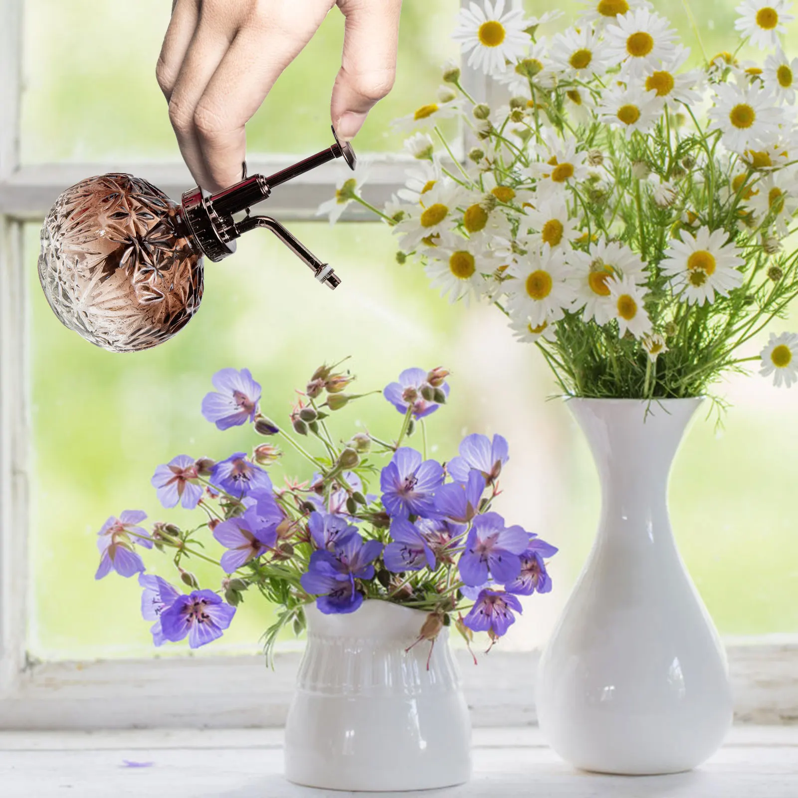 

Succulent Plants Spray Bottle Durable Press Type Portable Watering Can Indoor Outdoor Water Sprayer Amber Glass Soap Dispenser