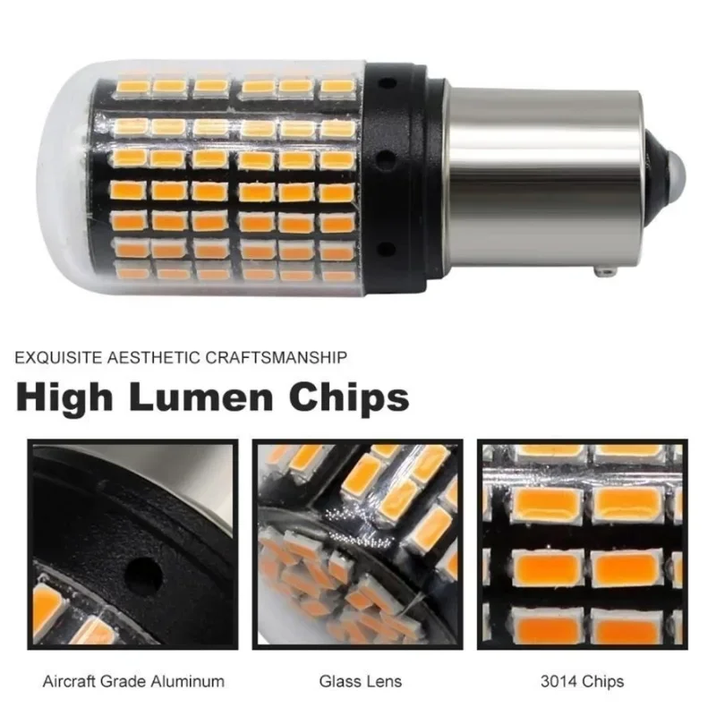 2pcs Car Turn Signal Lights 1156 P21W 144smd Canbus LED Lamp T20 (7440) WY21W LED Bulbs Auto Tail Lamp