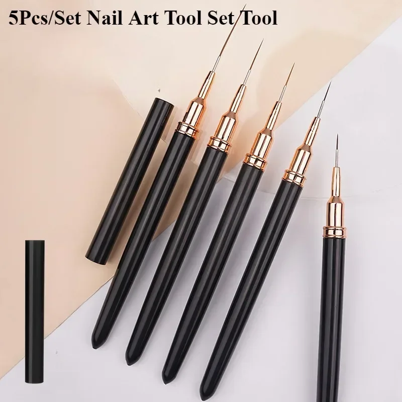 5 Teile/satz Nail art Liner Pinsel Längliche Linien Striping Zeichnung UV Gel Malerei Nagel Design Stift Professionelle Maniküre Werkzeug