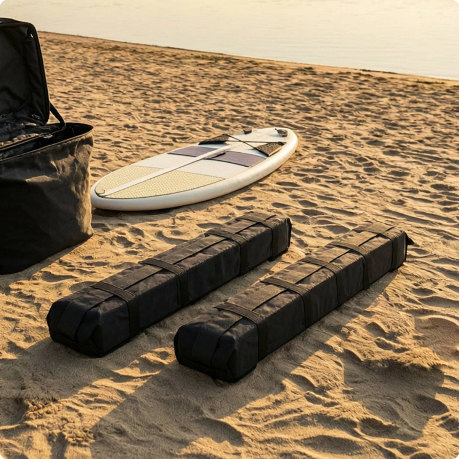 Padded Roof Rack with Straps Sleek Soft Roof Rack Carrier Non-Slip Easy to Install for Surfers, Surfboard Transport
