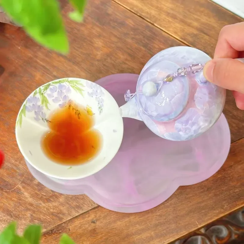 Hand Painted Ceramic Teapot and Cup Set with Daisy Wisteria Osmanthus Pattern Anti Scalding Handle New Chinese Style Tea Ware