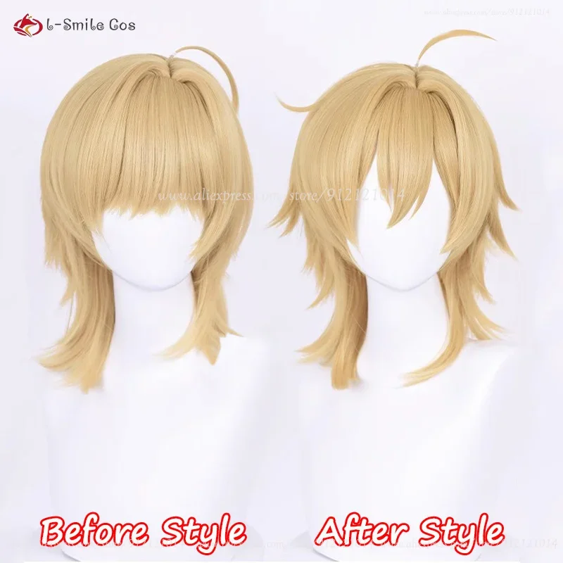 ES Hakaze Kaoru Cosplay Wig 40cm Short Flax Yellow Cosplay Anime Wigs Heat Resistant Synthetic Hair Halloween Wig + Wig Cap