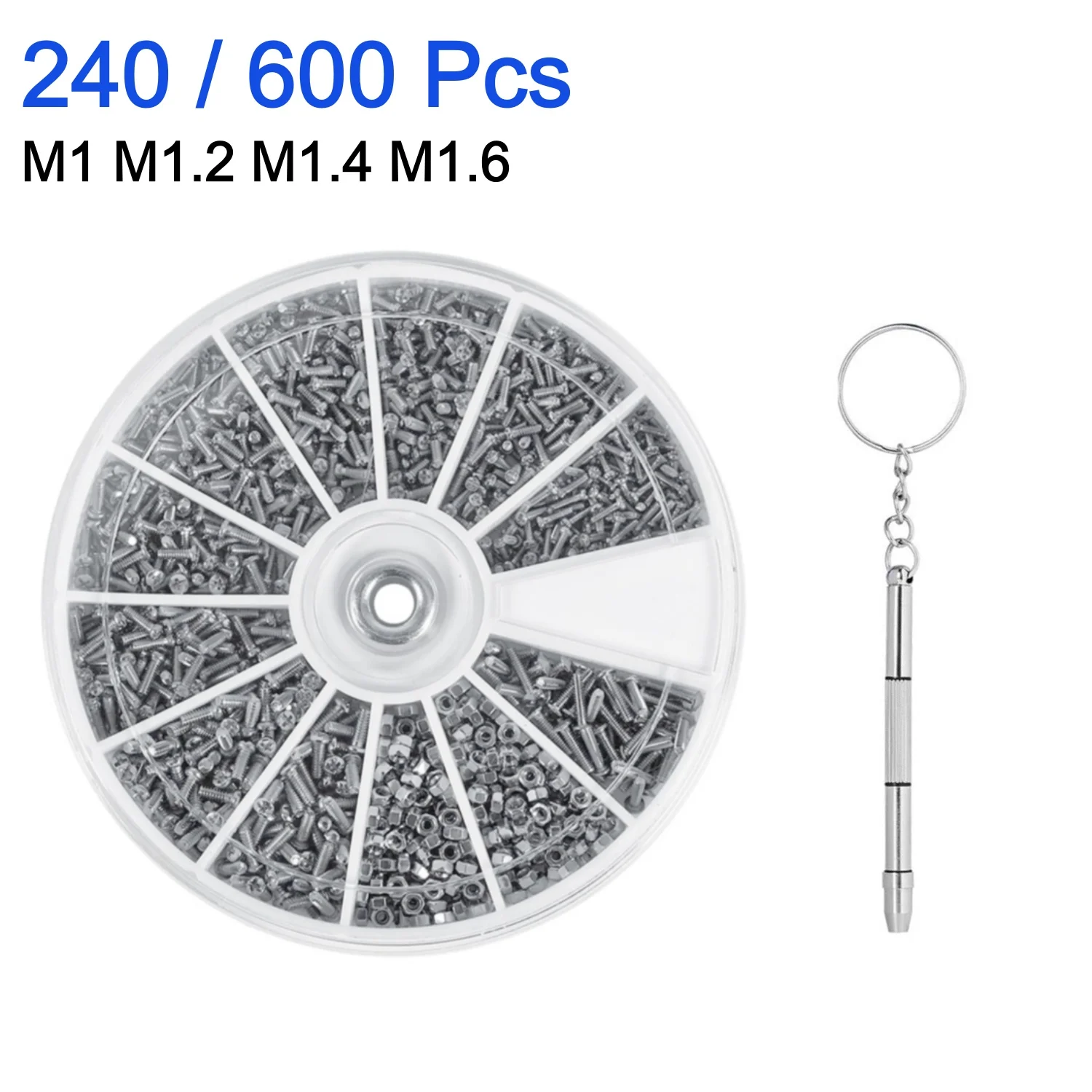 240/600 pièces Vis et écrous de réparation pour lunettes et lunettes de soleil M1 M1.2 M1.4 M1.6 pour montres, articles en verre, téléphones, tornillos