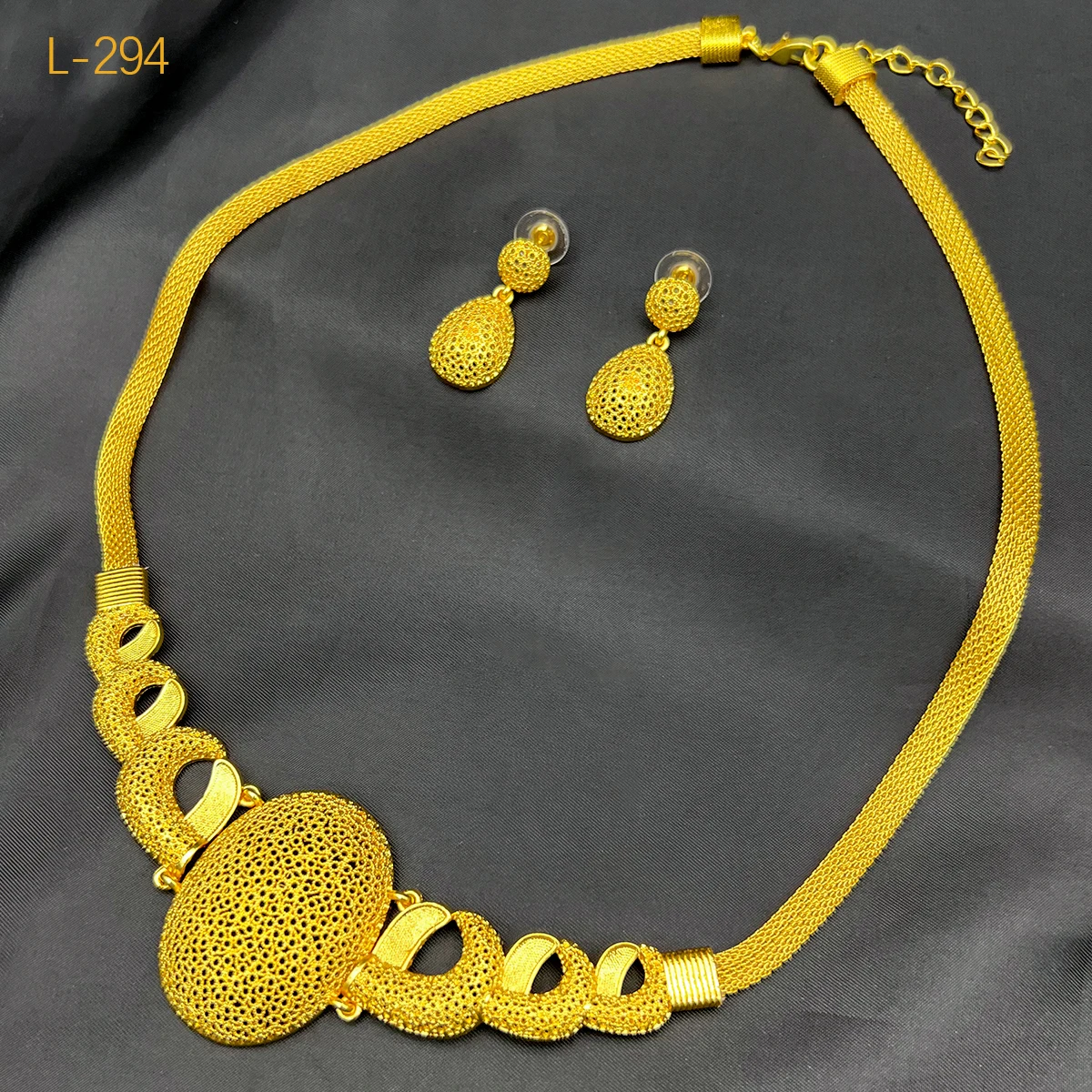 Dubai 24K Gold Plated Necklace Earrings Jewelry Set For Women Indian Nigeria Bridal Wedding Party Gift Jewellery