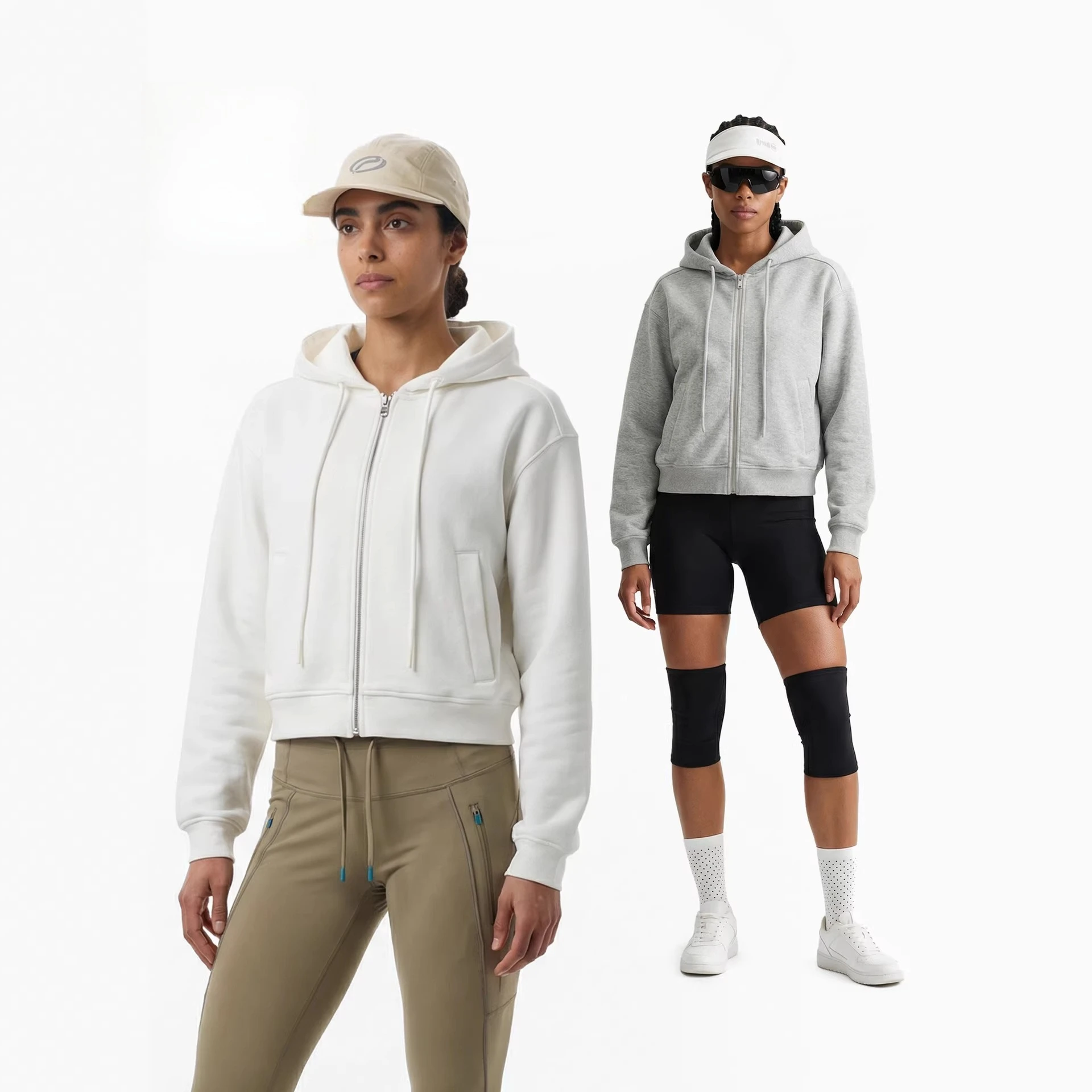 Women's 360g Heavyweight Cotton Zip-Up Hoodie – Loose Fit Short Cropped Sweatshirt, Soft & Skin-Friendly Casual Jacket