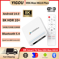 New Android 14.0 H96 Max H618 Plus Allwinner H618 HDR 8K Wifi6 BT5.4 Voice Assistant Media Player 8K 4GB 128GB Smart TV Box H313