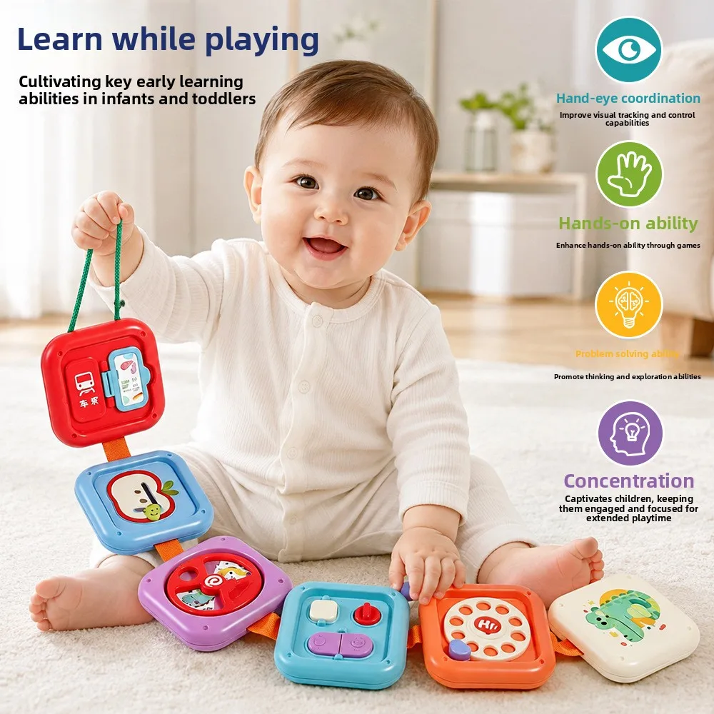 12-in-1 Montessori Busy Board Activity Cube Sensory Folding Puzzle Fine Motor Skills Early Educational Toy Gift for Toddlers 1+