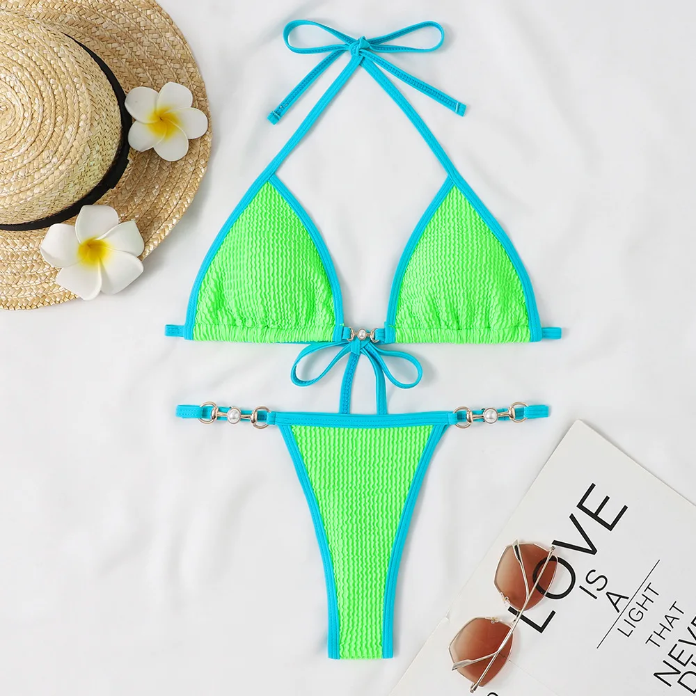 Sexy Neon Micro Swimwear Thong Bikini 2024 Women Two Pieces Swimsuits Swimming Bathing Suit Brazilian Bikinis Set Mujer Biquini