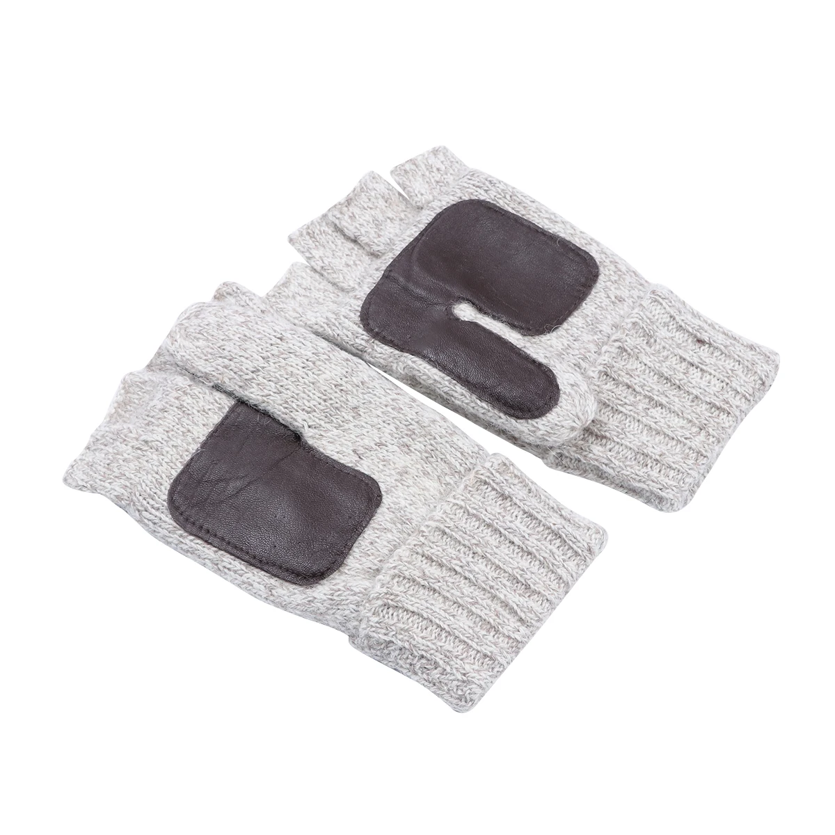 

Winter Warm Gloves Plus Thick Knitting Half Finger Thermal Beige Fitness Gym Cycling Gloves Lightweight