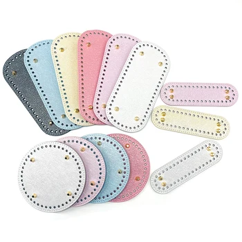Accessori per borse a fondo lungo ovale fatti a mano Glitter Fai da te geometrico forte borsa all'uncinetto Fondo borse a tracolla in pelle Fondo