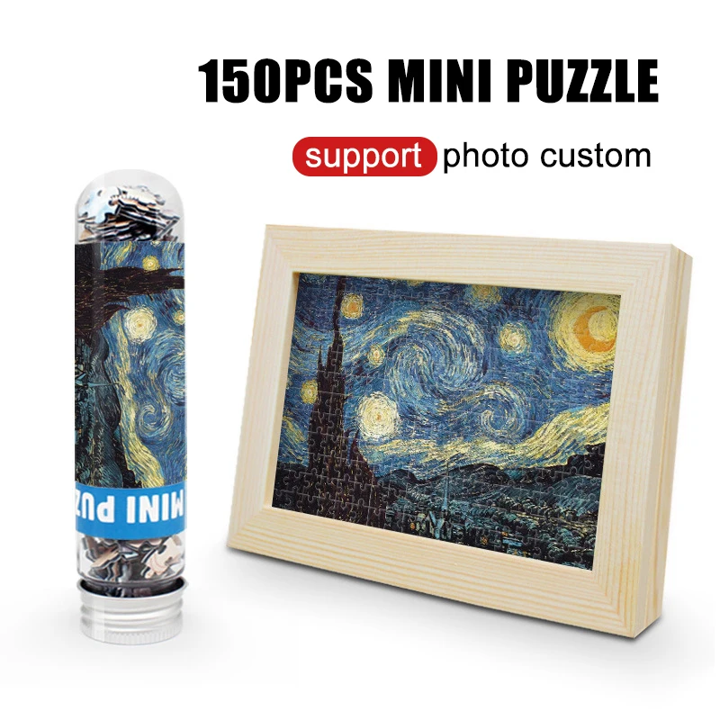 Photo Custom Puzzle 150PCS Mini Test Tube Jigsaw Puzzle Decompression Toys Van Gogh Oil Painting Puzzle Family Game Educational