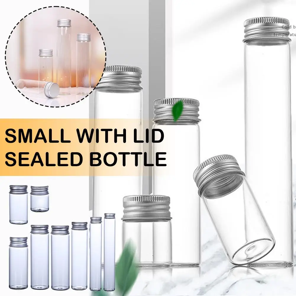 15-110ml Small Sealed Bottle With Lid Tiny Glass Jars Bottles Storage Jar Mini Containers Glass Transparent Vial Bottles